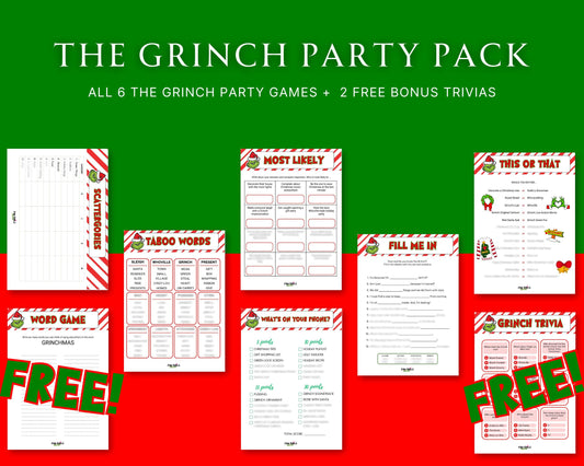 The Grinch inspired party GAME BUNDLE pack!