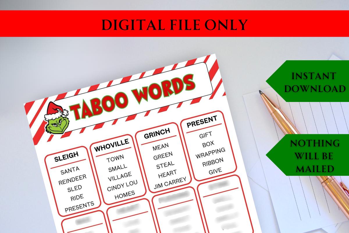 The Grinch inspired Taboo Words party game!