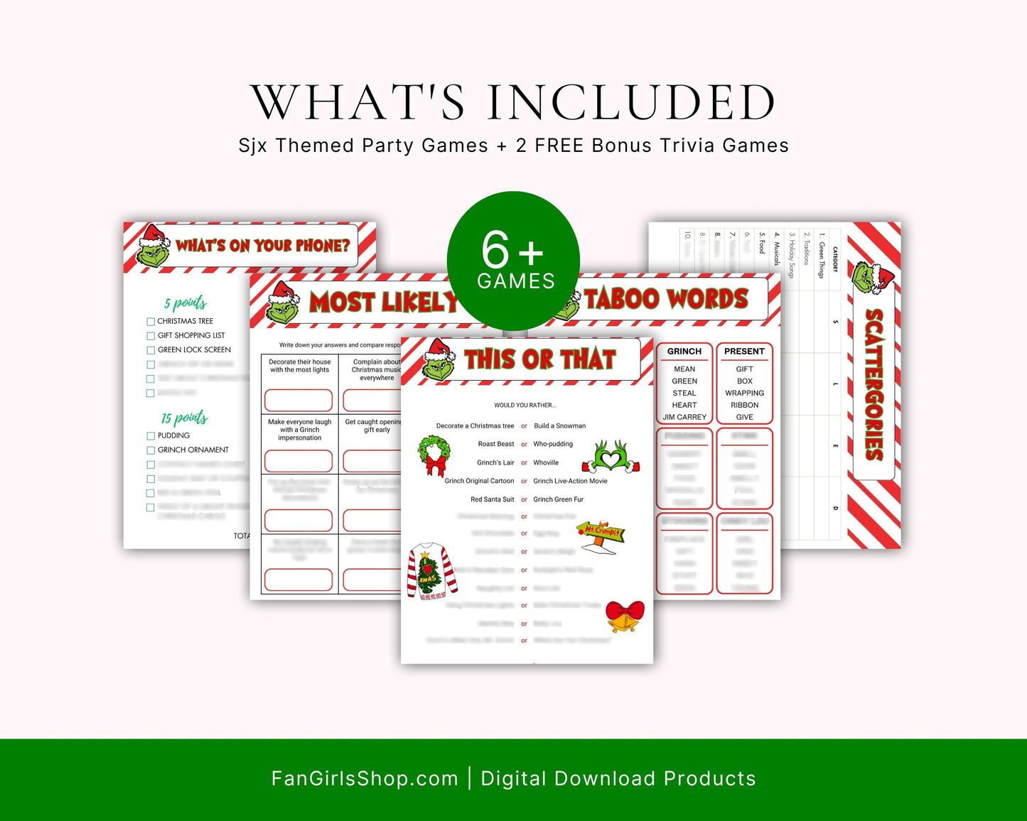 The Grinch inspired party GAME BUNDLE pack!