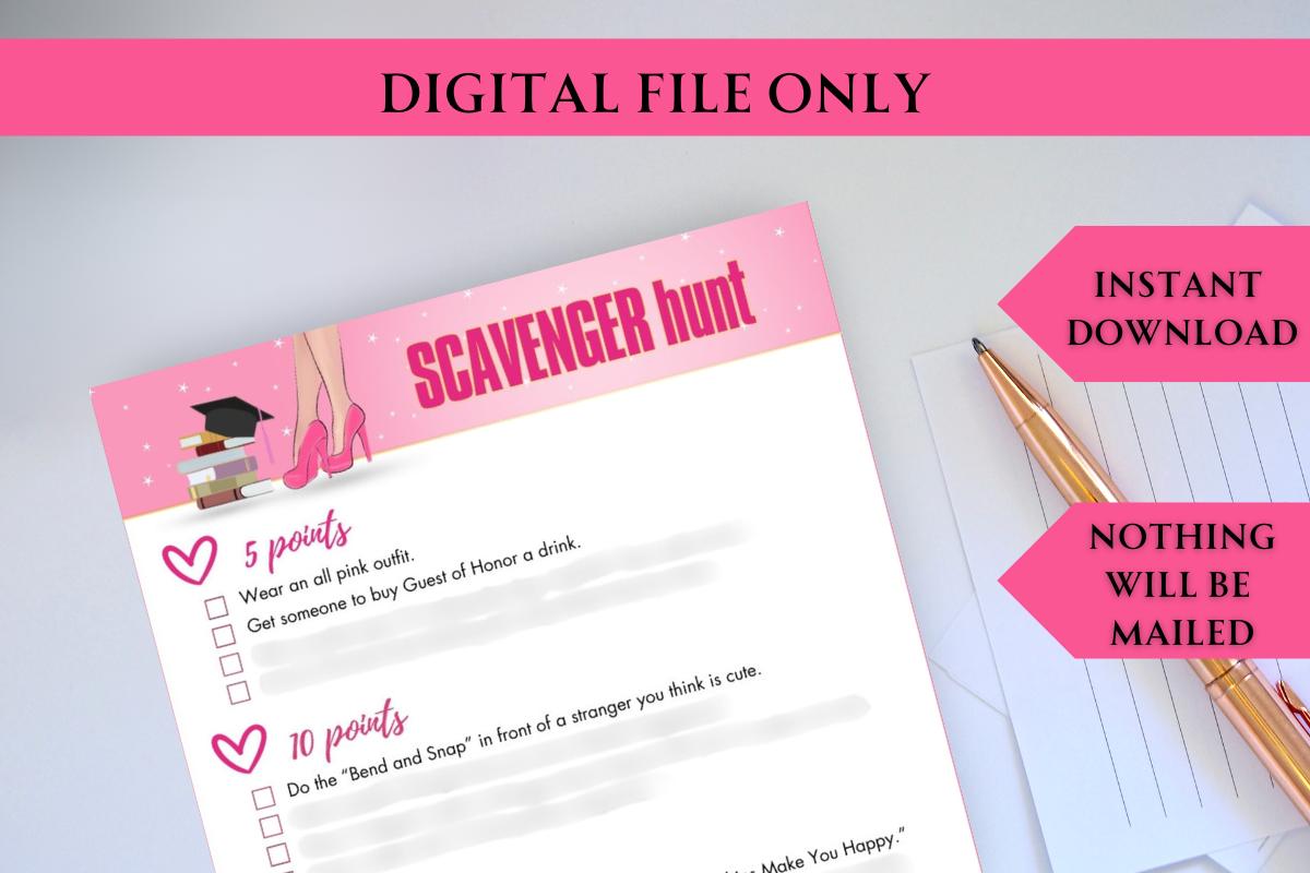 Legally Blonde inspired Scavenger Hunt party game!