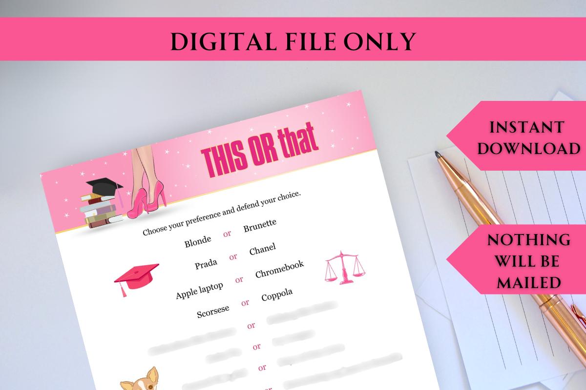 Legally Blonde Inspired This Or That Party Game!