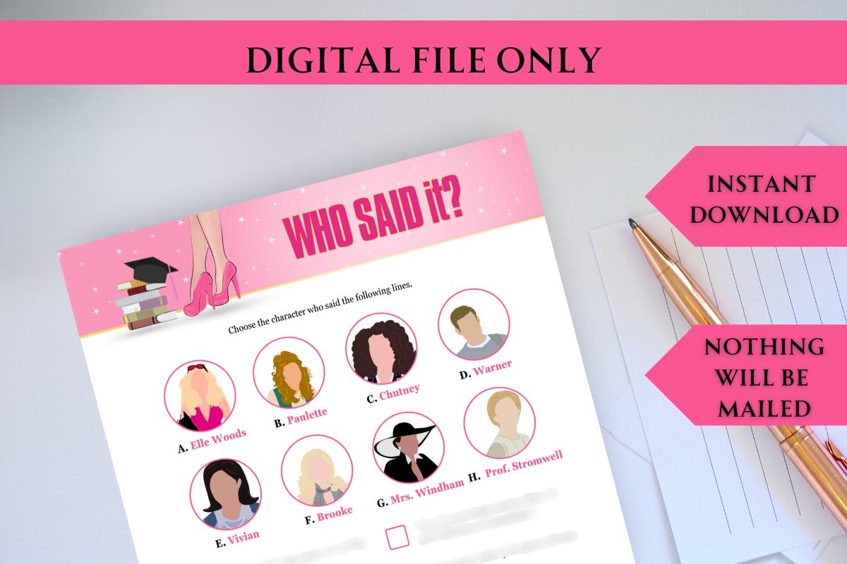 Legally Blonde inspired Who Said It party game!