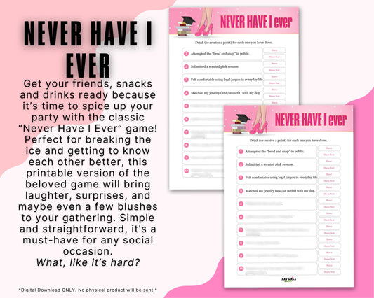 Legally Blonde inspired Never Have I Ever party game!