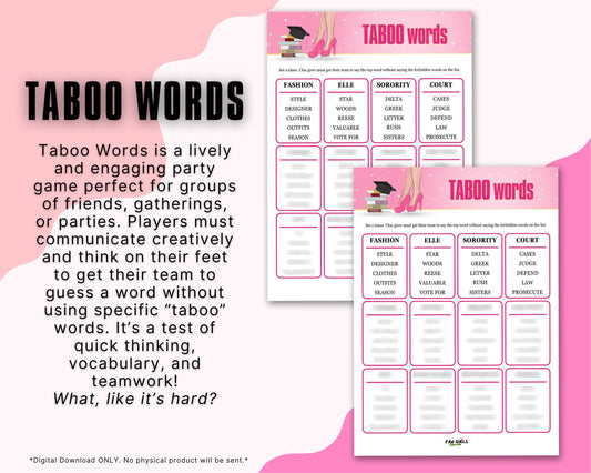 Legally Blonde inspired Taboo Words party game!