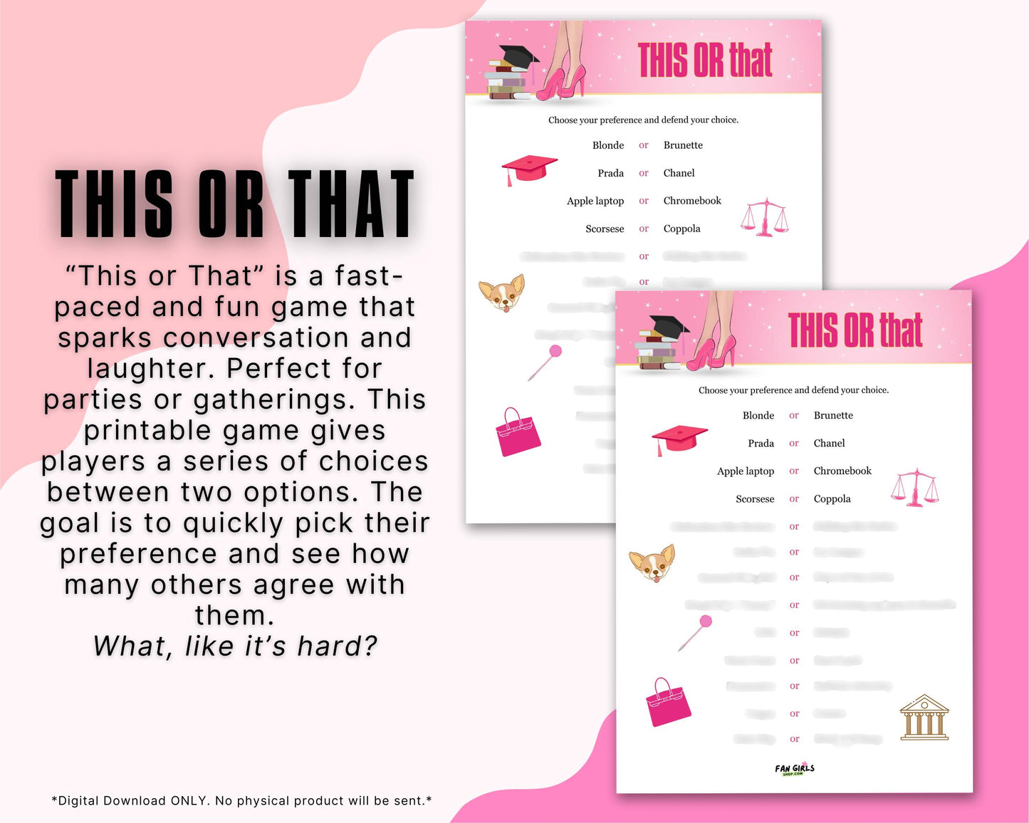 Legally Blonde Inspired This Or That Party Game!