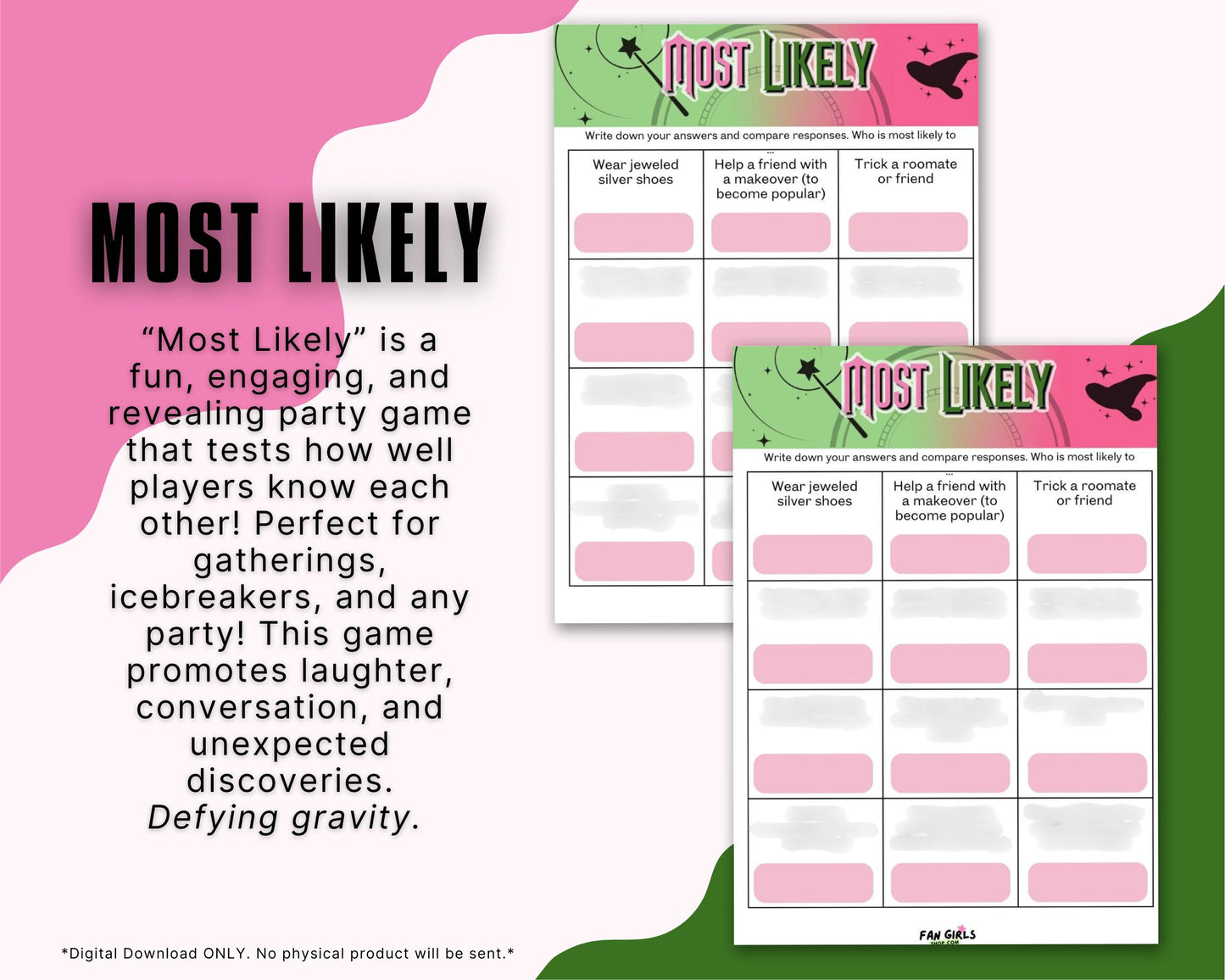 Wicked inspired Most Likely party game!