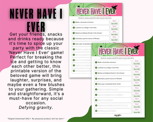 Wicked inspired Never Have I Ever party game!