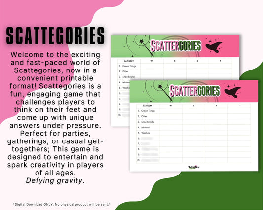 Wicked inspired Scattergories party game!