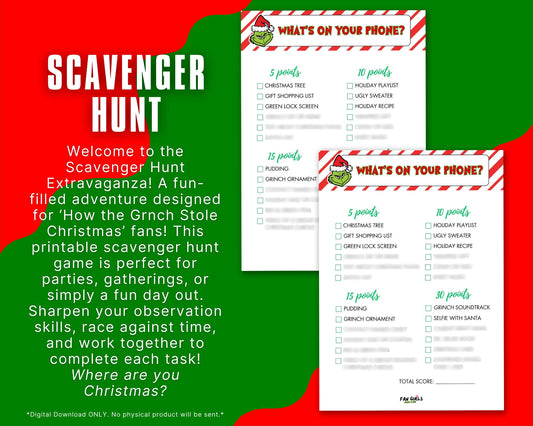 The Grinch inspired Scavenger Hunt party game!