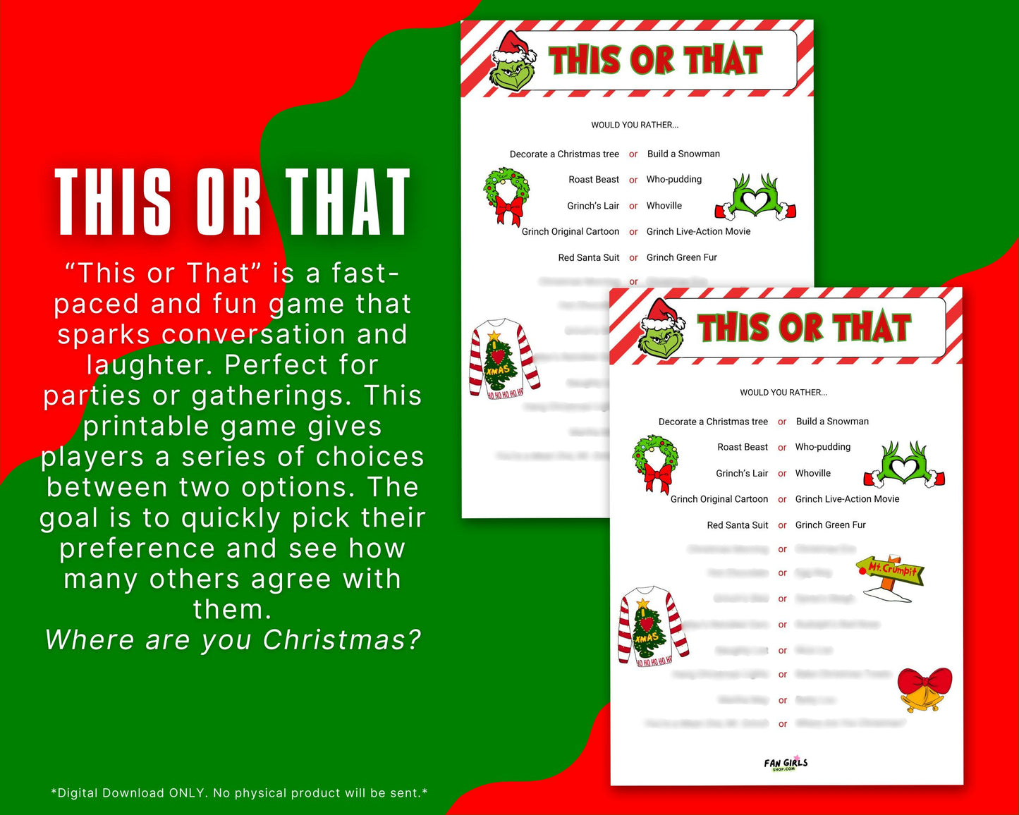 The Grinch inspired This Or That party game!