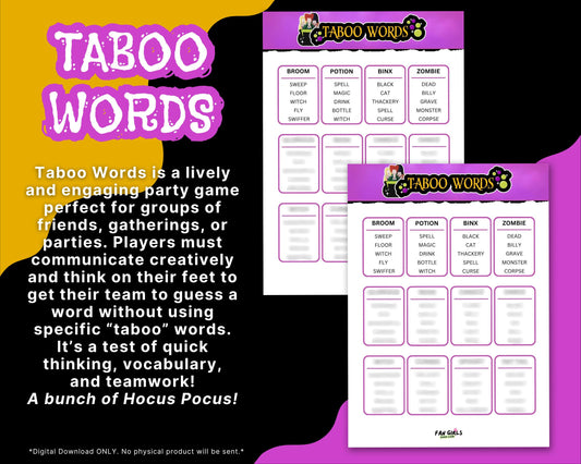 Hocus Pocus inspired Taboo Words party game!