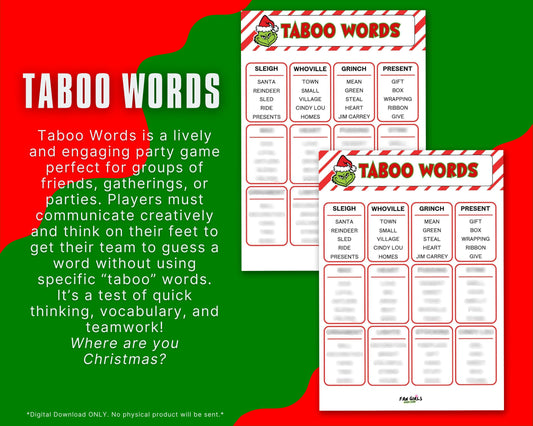 The Grinch inspired Taboo Words party game!