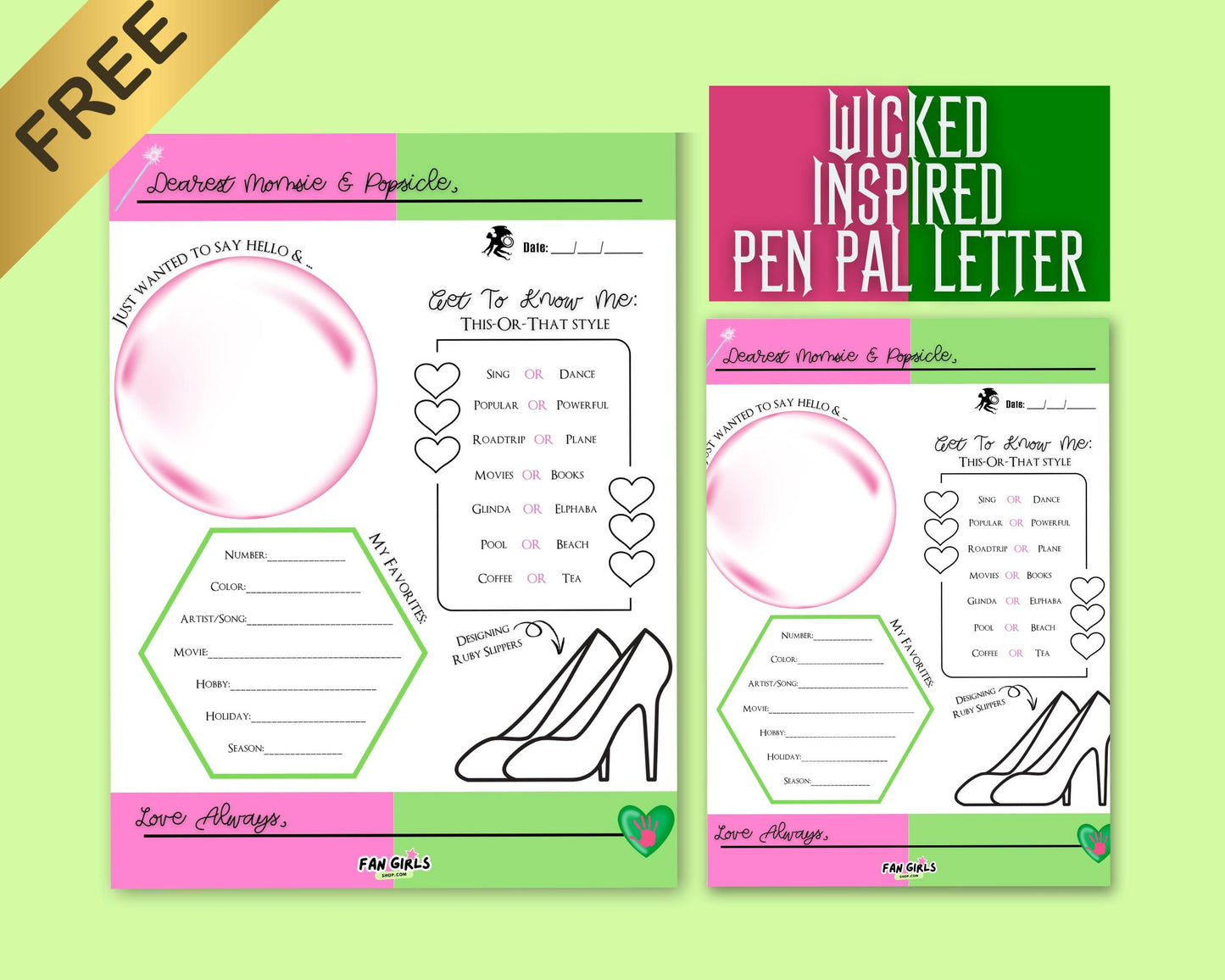 FREE Wicked inspired Pen Pal intro Letter!