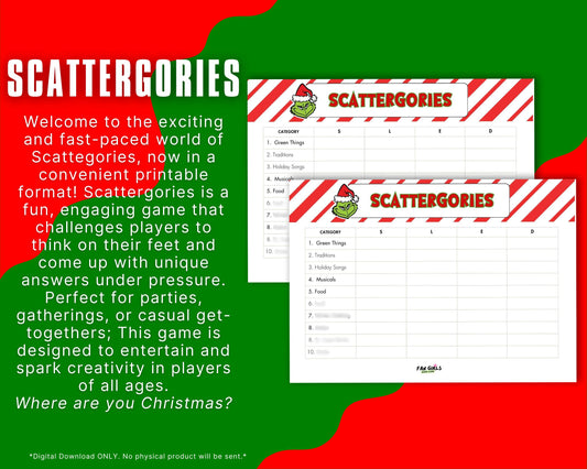 The Grinch inspired Scattergories party game!