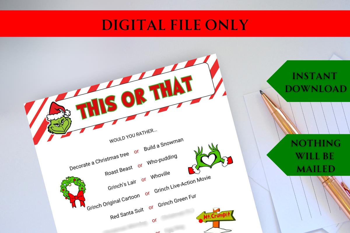 The Grinch inspired This Or That party game!