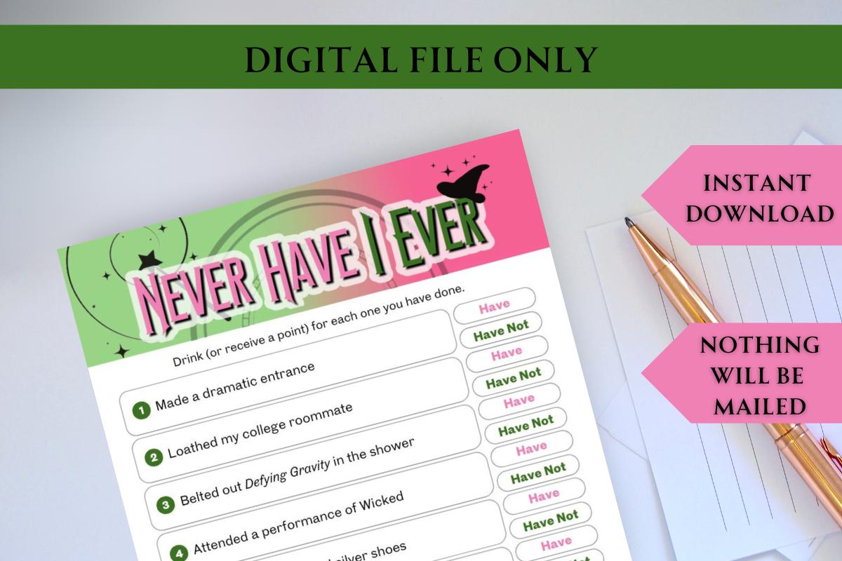 Wicked inspired Never Have I Ever party game!