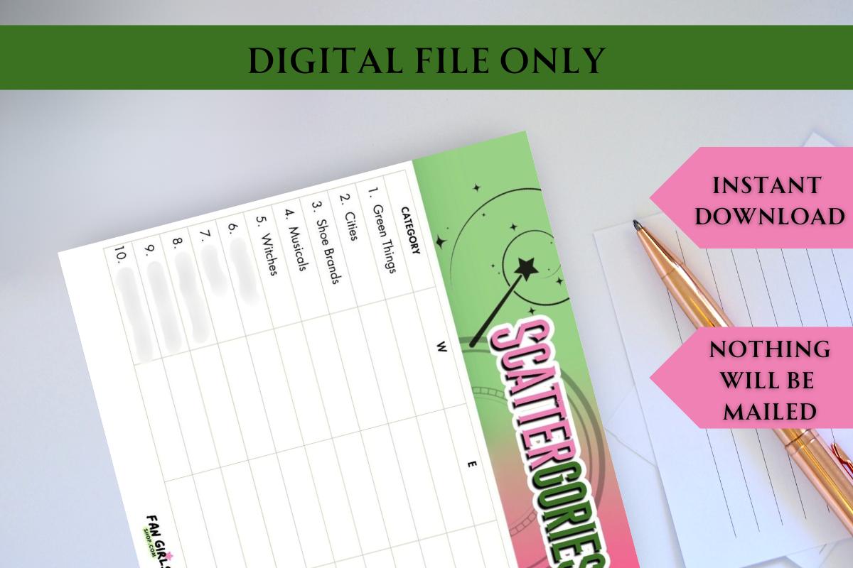 Wicked inspired Scattergories party game!