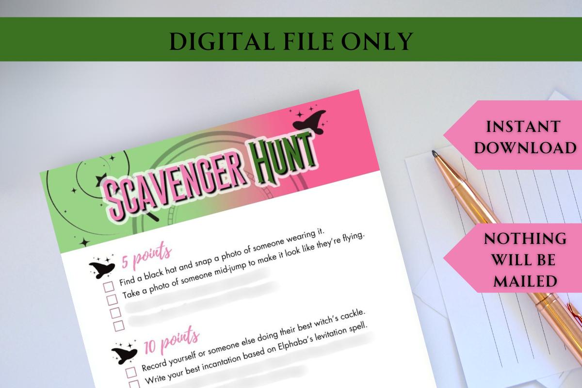 Wicked inspired Scavenger Hunt party game!