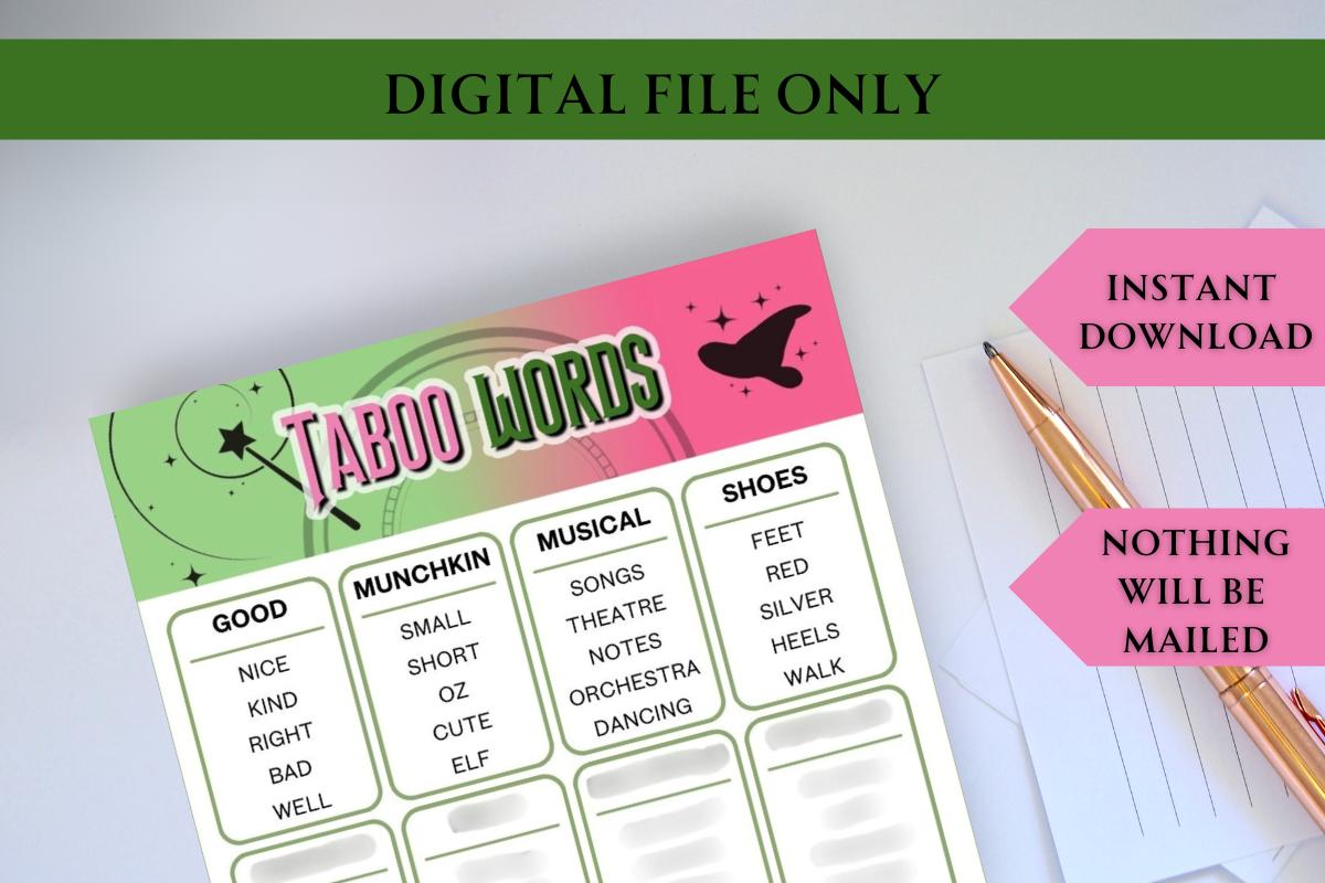 Wicked inspired Taboo Words party game!