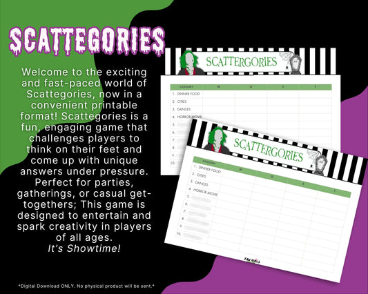 Beetlejuice inspired Scattergories party game!