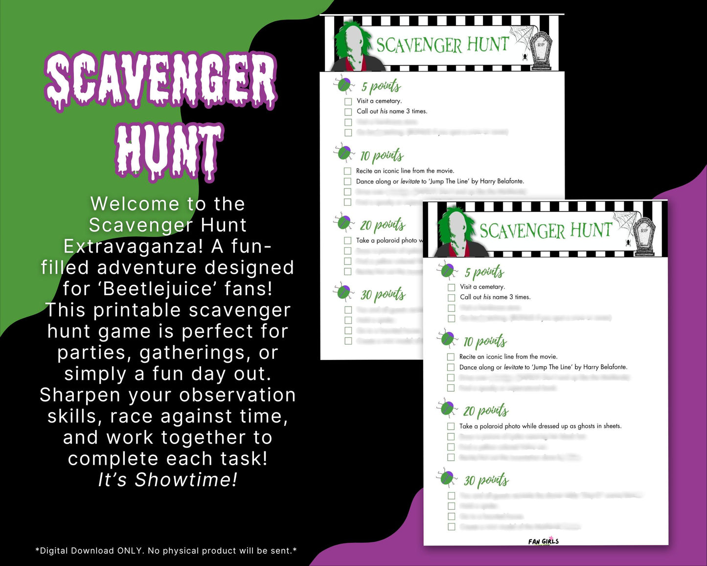 Beetlejuice inspired Scavenger Hunt party game!