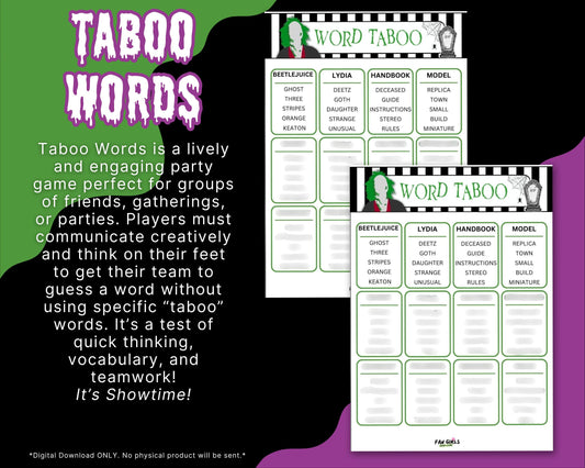 Beetlejuice inspired Taboo Words party game!