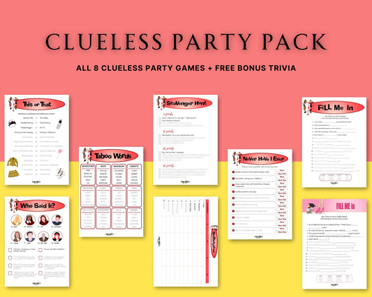 Clueless inspired Party GAME BUNDLE Pack!