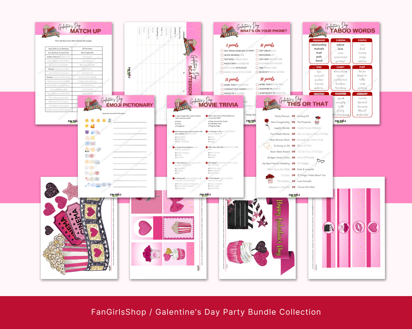 Galentine's Day party GAME & DECOR BUNDLE pack!