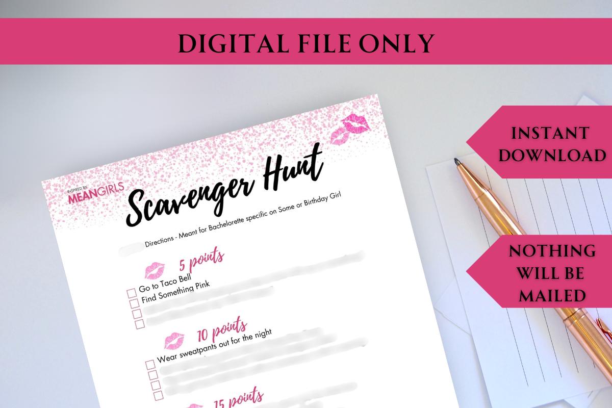 Mean Girls inspired Scavenger Hunt party game!