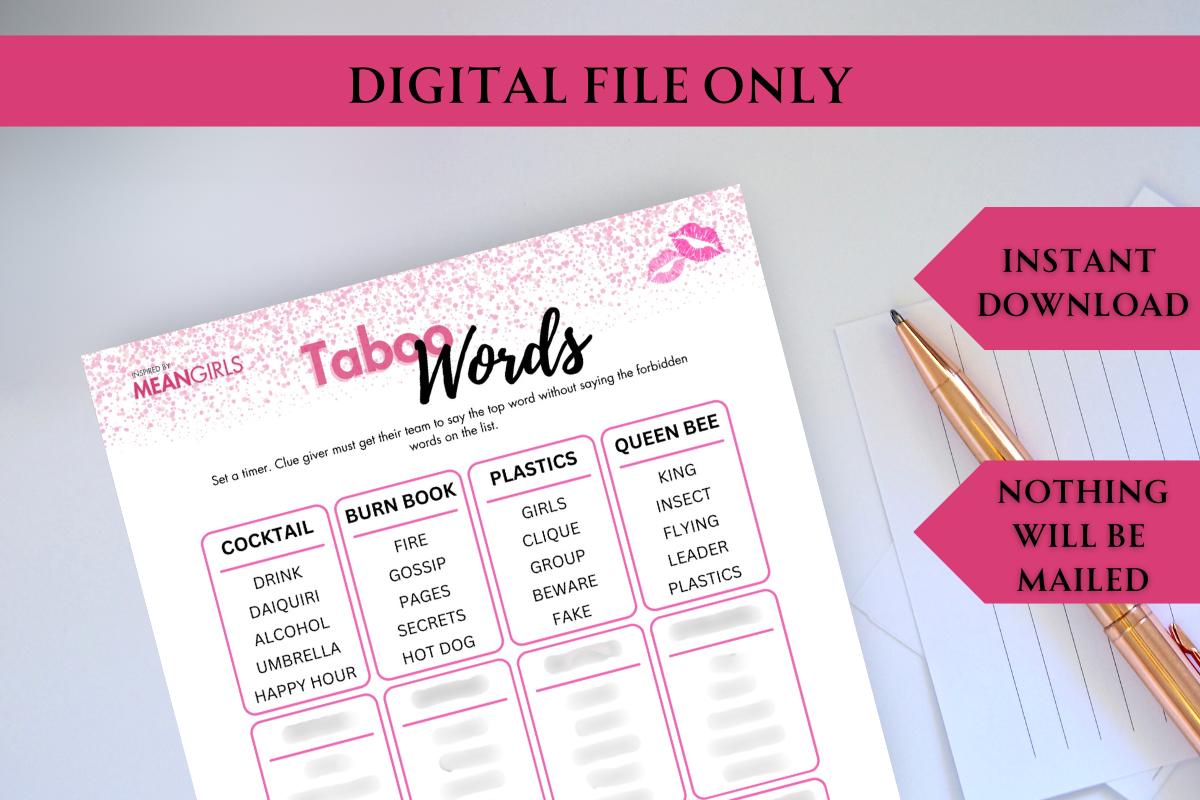 Mean Girls inspired Taboo Words party game!