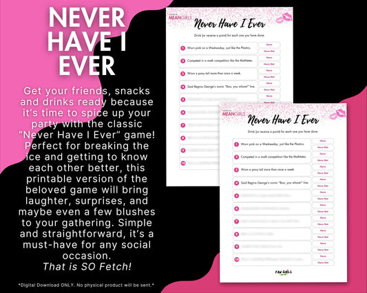 Mean Girls inspired Never Have I Ever party game!