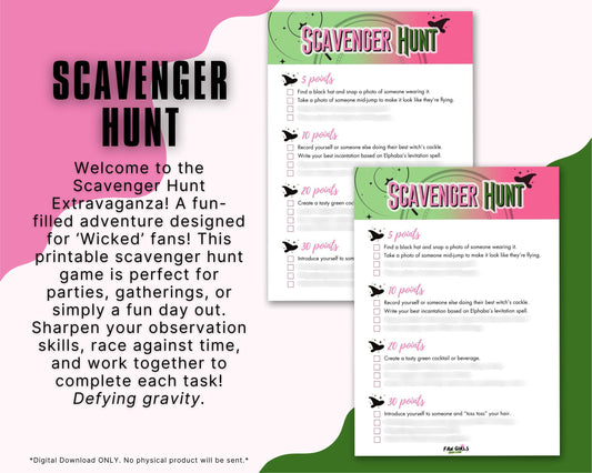 Wicked inspired Scavenger Hunt party game!