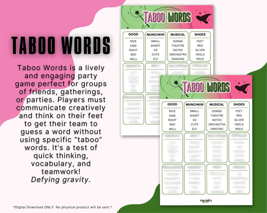 Wicked inspired Taboo Words party game!