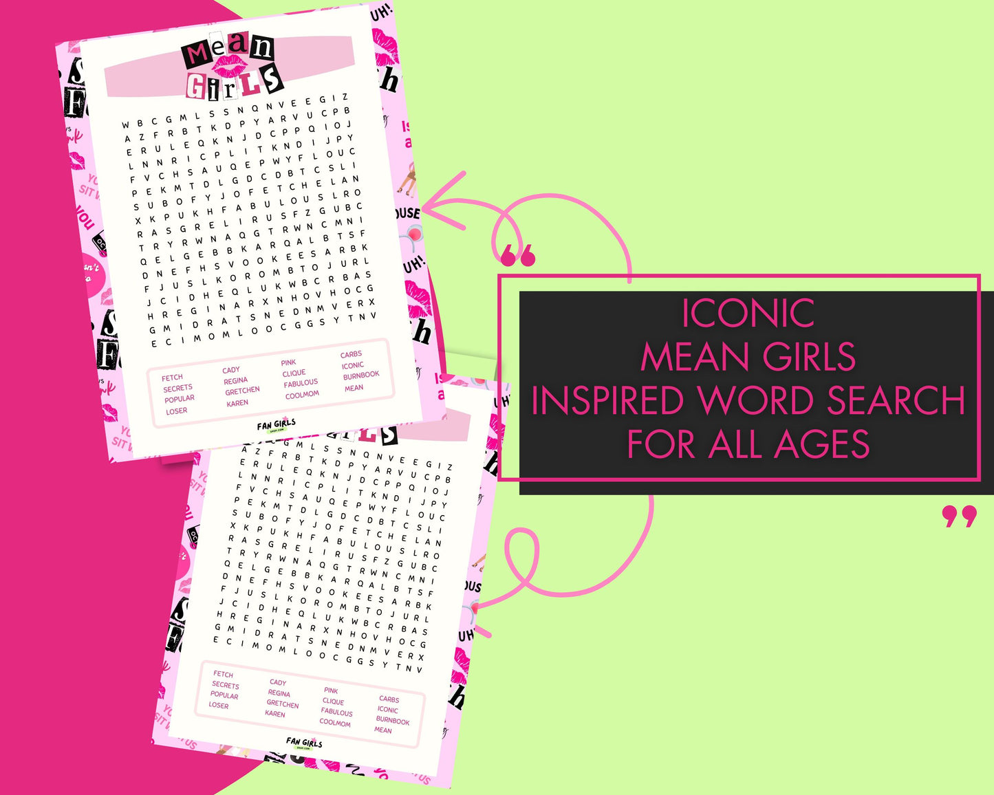 FREE Mean Girls inspired Word Search!