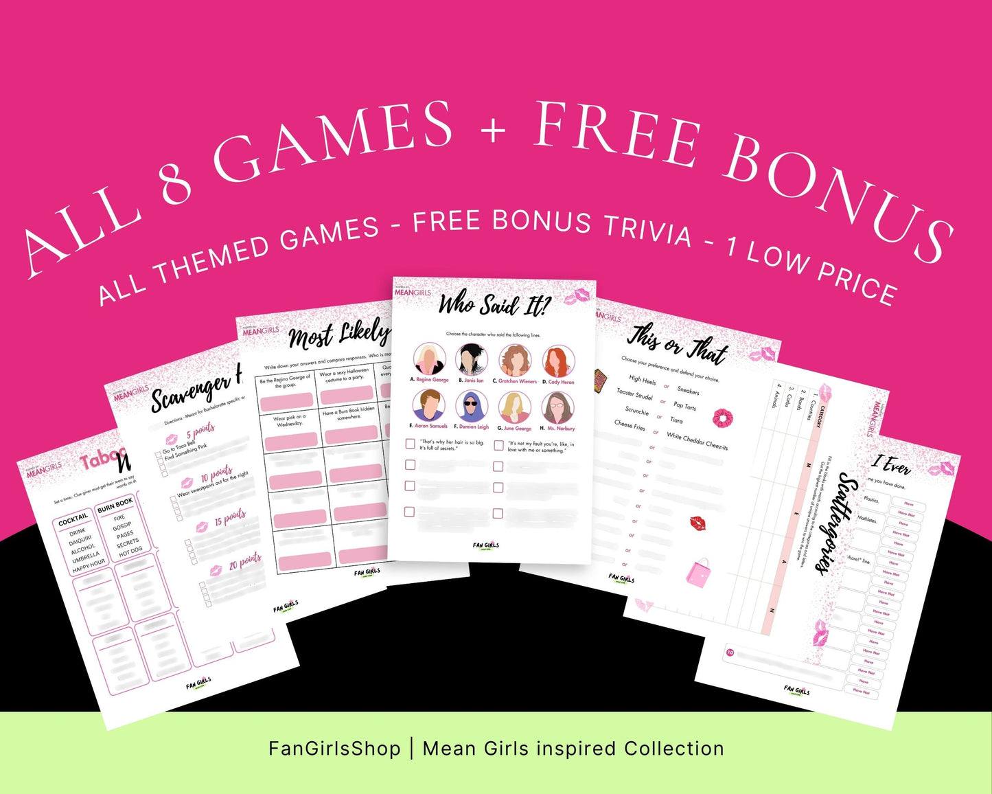 Mean Girls inspired Party GAME BUNDLE Pack!