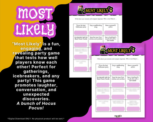 Hocus Pocus inspired Most Likely party game!